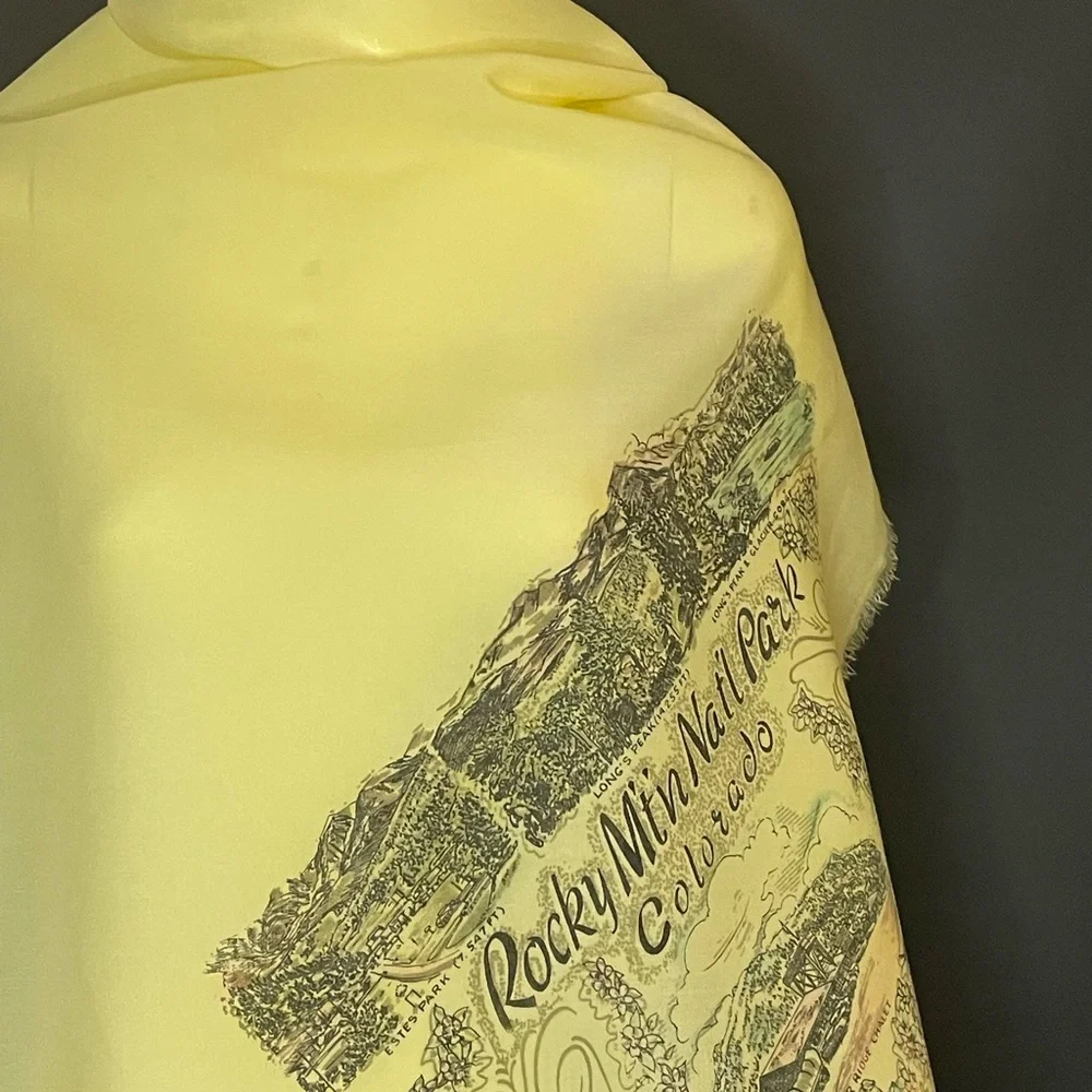 Vintage Rocky Mountain Park Souvenir Cotton Scarf 26 In Excellent Condition - Picture 5 of 9